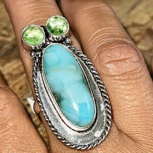 Caribbean Larimar Ring Size 10